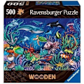 Miniatyrbild 1 av 2: Träpussel Färgglad havsvärld 500 robusta och naturliga bitar inklusive 40 träfigurer (infall), premiumkvalitet - för barn Flerfärgad