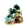 Miniatyrbillede 1 af 6: Sten og mineraler. Dioptase + Calcit. 1398,5 øre. Kaokoveld Plateau, Namibia. Turkos