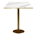 Miniatyrbillede 1 af 4: Barbord 70 x 70 cm bistro stil Rom model mørk guld fod Vit