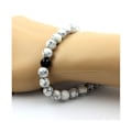 Miniatyrbillede 3 af 3: Sten og mineraler. Howlite Beads Armbånd + Sort Agat 8 mm. Fremstillet i Frankrig. vit svart