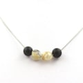 Miniatyrbillede 1 af 3: Collier - A Bijoux - Mat sort onyx & Multifarvet opal - 8 mm - Rustfrit stål - Unisex Svart, Flerfärgad