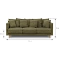 Miniatyrbild 5 av 6: CONSTANCE 4-sits fast soffa - Grönt tyg - Ben i massivt trä - L 212 x H 87 x D 93 cm Grön