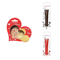 Miniatyrbillede 2 af 3: Hjertepræget kiksesæt + 2 brune og røde chokoladepenne Grå