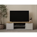 Pikkukuva 2 / 6: ACCESS TV-kaappi - 2 Ovea + 1 Niche - Hamiltonin tammi ja valkoinen sisustus - P 134,8 x S 39,6 x K 39,1 cm - DEMEYERE Matt vit och ljust trä