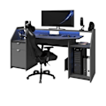 Miniatyrbillede 1 af 6: Gaming gaming skrivebord - Partikelpaneler - Shadow grå og sort - L 180 x D 67 x H 92 cm - PARISOT Grå