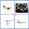 Miniatyrbillede 1 af 4: Sten og mineraler. Citrin Beads Armbånd Halskæde Sæt + Blå Kalcedon + Sort Onyx Tilpasselig størrelse. Blå