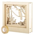 Miniatyrbillede 2 af 2: Ramme i træ med 3D-motiv Toucan 24 x 24 cm + 5 m glitterguld masking tape Beige