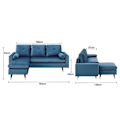 Miniatyrbillede 4 af 6: Vendbar fast hjørnesofa - 3 steder - Blåt stof - Træ- og guldben - L 194 x D 139 x H 83 - NEW YORK Blå