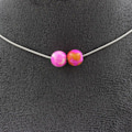 Miniatyrbillede 1 af 6: Collier - ABIJOUX - Jaspe rose jaune 8 mm - Rustfrit stål - Længde 45 cm - Unisex Rosa, Gul