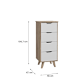 Miniatyrbillede 5 af 6: 4-skuffers kommode - I spånplade - Eg og hvid indretning - Moderne - L 45 x D 42 x H 108 cm Matt vit / Naturlig ek