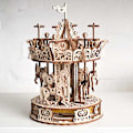 Miniatyrbillede 1 af 4: UGEARS 3D træmodel - Voksen puslespil karrusel - Træ mekanisk konstruktion Beige