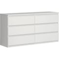Miniatyrbillede 1 af 6: CHELSEA 6 Skuffe Kommode - Mat hvid farve - L 154 x D 42,2 x H 79,9 cm Matt vit