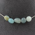 Miniatyrbillede 1 af 6: Collier - ABIJOUX - 5 perler Amazonit - Rustfrit stål - Justerbar længde - Unisex