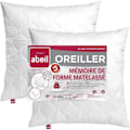 Pikkukuva 1 / 4: ABEIL Setti 2 tikattua Memory Foam -tyynyä - 60x60 cm - Valkoinen Vit