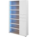 Miniatyrbillede 1 af 6: SKO skoskab - Eg og Steam Sort indretning - 2 låger + 1 skuffe - L 110 x H 186 x D 33 cm - 20 par - PARISOT Vit och ek