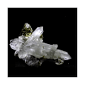 Miniatyrbillede 3 af 3: Sten og mineraler. Kvarts med Byssolite + Epidote indeslutninger. 62,0 ct. Envers de Chamrousse, Isère, Frankrig.