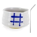 Miniatyrbillede 3 af 3: Japansk ceremoniel skål Chawan Hvid + 4 sugerør i rustfrit stål