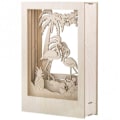 Miniatyrbillede 4 af 4: Dekorativ træramme med 3D-mønster - 20 x 30 x 6,7 cm - Flamingo Beige