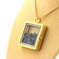 Miniatyrbild 2 av 3: Halsband - ABIJOUX - Rå safir - Fyrkantig modell - Rostfritt stål - Guldfärg Guld
