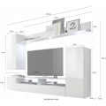 Pikkukuva 4 / 4: DOS TV kaappi - LED-valaistus mukana - 3 ovea - Matta ja kiiltävä valkoinen melamiini - L208 x S33 x K165 cm Matt vit och blank vit