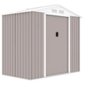 Miniatyrbillede 1 af 5: Metal havekøb 2,71 m² - 213 x 127 x 195 cm - PLUTON - Inkluderet fundamentkit, 2 skydedøre - Taupe Mol