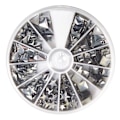 Miniatyrbillede 1 af 2: Sølvfarvede nitter 2,5 til 10mm Hotfix (420 stk.)