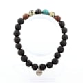 Miniatyrbillede 1 af 6: Sten og mineraler. Zambisk Emerald + Mahogni Obsidian + Jasper Beaded Armbånd Fremstillet i Frankrig. Grön, svart, brun