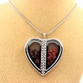 Miniatyrbillede 3 af 3: Collier - ABIJOUX - Model hjerte - Spinel og Rhodolith Granat - Rustfrit stål - Unisex Svart röd