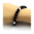 Miniatyrbillede 3 af 3: Sten og mineraler. Armbånd Quartz Beads + Mat Sort Onyx 8 mm. Fremstillet i Frankrig. Svart