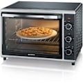 Pikkukuva 1 / 5: Mini SEVERIN TO2058 pyörivä lämpöuuni 42 L, pizzakivi ja paistinpannu, 1800 W vapaasti seisova uuni, 120 min ajastin, musta/ruostumaton teräs
