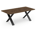 Miniatyrbillede 5 af 5: Bord - MONACO - Rektangulært - Saloon eg og struktureret sort melamin indretning - Sort X-formet ben - 6 steder - 180 x 90 cm - DEMEYERE SALONG EK/SVART STRUKTUR