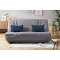 Miniatyrbillede 2 af 6: COMFORT BULTEX Click-clack bænksæde - 3 steder - Grå stof + Blå pyntepuder - L193 x Ljusgrå + Blå kuddar