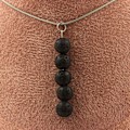 Miniatyrbillede 1 af 6: Collier - Et smykke - 5 perler Lava 8 mm - Rustfrit stål - Tilpasset størrelse - Unisex Svart