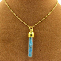 Miniatyrbild 1 av 3: Halsband - ABIJOUX - Rörmodell - Rå neonblå apatite - Rostfritt stål - 30 x 5 mm Guld