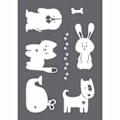 Miniatyrbillede 1 af 2: Silk screen skabelon - Rayher - Glade Dyr - A4 - 1 skabelon + 1 spatula - Blødt stof Transparent