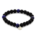 Pikkukuva 1 / 6: Kivet ja Mineraalit. Lapis Lazuli + Mattamusta Onyx Beads -rannekoru 8 mm. Tehty Ranskassa. Mörkblå