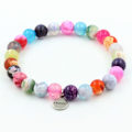 Miniatyrbillede 1 af 5: Sten og mineraler. Flerfarvet Fuchsia cracked Agate Beads Armbånd 8 mm. Fremstillet i Frankrig. Størrelse, der kan tilpasses. Flerfärgad