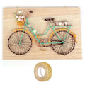 Miniatyrbillede 1 af 2: Coffret ramme i træ String Art cykel 30 cm + 5 m glitrende gold masking tape Beige