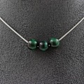 Miniatyrbillede 1 af 6: Collier - ABIJOUX - Grøn Tigerøje 8mm - Rustfrit stål - Længde 45cm - Unisex Grön