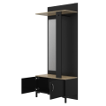 Miniatyrbillede 5 af 5: GAMI 2-dørs entreskab - Made in France - Sonoma eg og sort indretning - L 81 x H 190 x D 37 cm - BUTIK