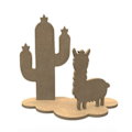 Miniatyrbillede 1 af 2: 3D dekoration i MDF træ - Lama og kaktus kastanj