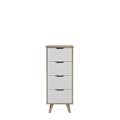 Miniatyrbillede 3 af 6: 4-skuffers kommode - I spånplade - Eg og hvid indretning - Moderne - L 45 x D 42 x H 108 cm Matt vit / Naturlig ek