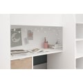 Miniatyrbillede 6 af 6: Børne kombineret mezzaninseng - TOM - Hvid og eg - Garderobe, skrivebord og boxspring inkluderet Vitt och ek