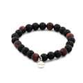 Pikkukuva 1 / 6: Kivet ja mineraalit. Matta Red Tiger Eye Beads Rannekoru + Mattamusta Onyx 8 mm. Tehty Ranskassa. röd svart