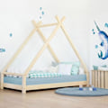Miniatyrbild 4 av 4: TAHUKA barnsäng Tipi - massivt trä - grå - 140 x 200 cm - Montessori Grå