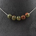 Miniatyrbillede 1 af 6: Collier - ABIJOUX - Unakite - 5 perler 8 mm - Rustfrit stål - Tilpasningsbar størrelse Grön
