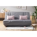 Miniatyrbillede 2 af 6: COMFORT BULTEX Clic clac bænksæde - Grå stof + lyserøde pyntepuder - L193 x D95 cm Ljusgrå + Rosa kuddar