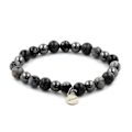 Miniatyrbillede 1 af 6: Sten og mineraler. Snowflake Obsidian + Hæmatit + Labradorite Beads Armbånd 8 Lavet i Frankrig. Svart grå