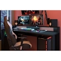 Miniatyrbillede 5 af 6: Lige LED gaming skrivebord - Sort - L 152 x D 61,5 x H 86,7 cm - Stort spilleområde - GAMING Svart