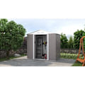 Miniatyrbillede 4 af 5: Metal havekøb 2,71 m² - 213 x 127 x 195 cm - PLUTON - Inkluderet fundamentkit, 2 skydedøre - Taupe Mol
